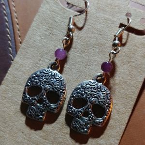Skull Muertes earrings Amethyst